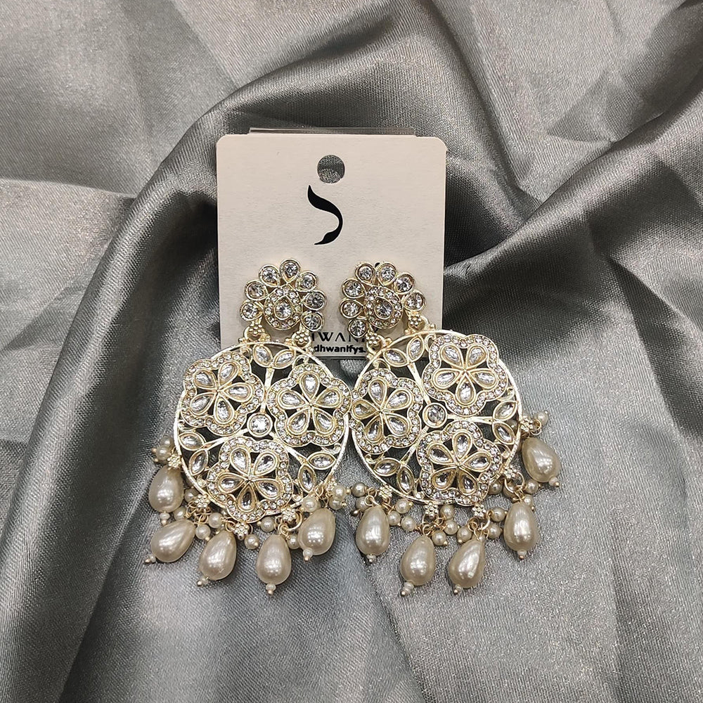 Dhwani Gold Plated Austrian Stone And Kundan Stone Beads Dangler Earrings