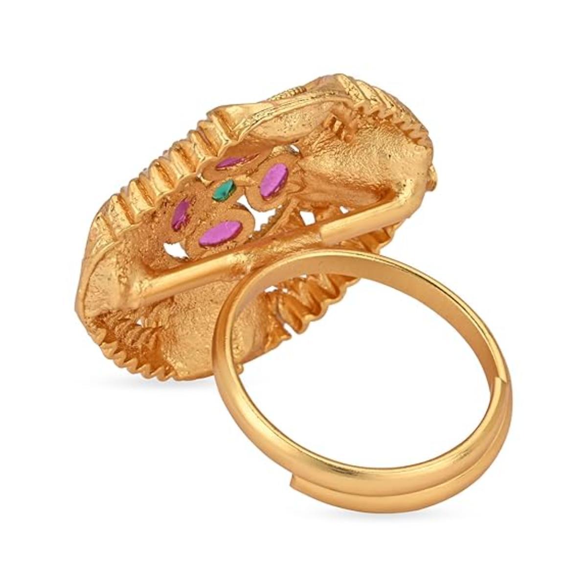 Etnico Gold Plated Traditional Design Comfort Fit Finger Ring For Women & Girls (Style-5)