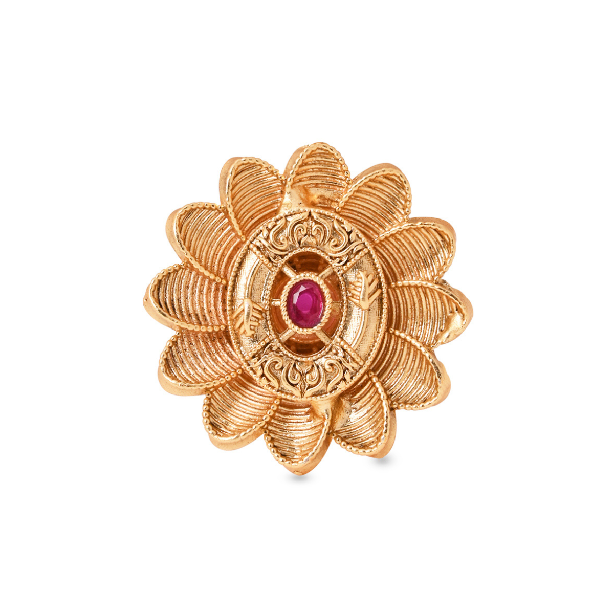 Etnico Gold Plated Traditional Design Comfort Fit Adjustable Finger Ring For Women (Style 3)