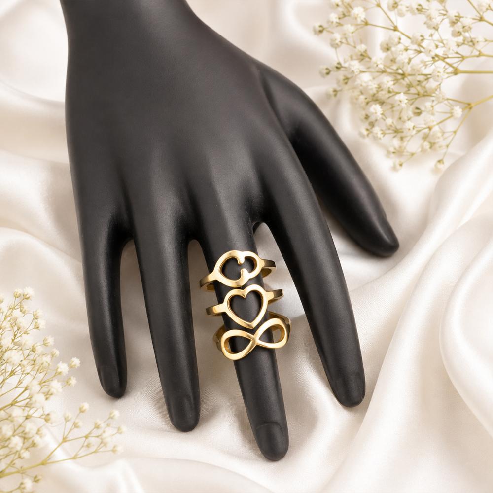 Js Fashion Anti Tarnish Elegant High Gold Love Symbol Finger Ring