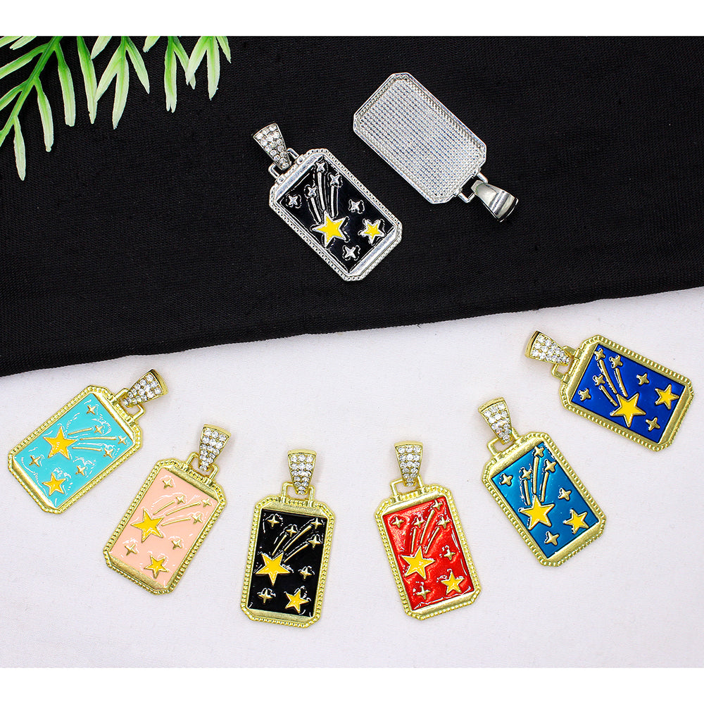 Mahavir Gold Plated Tarot Card Pendant With Chain