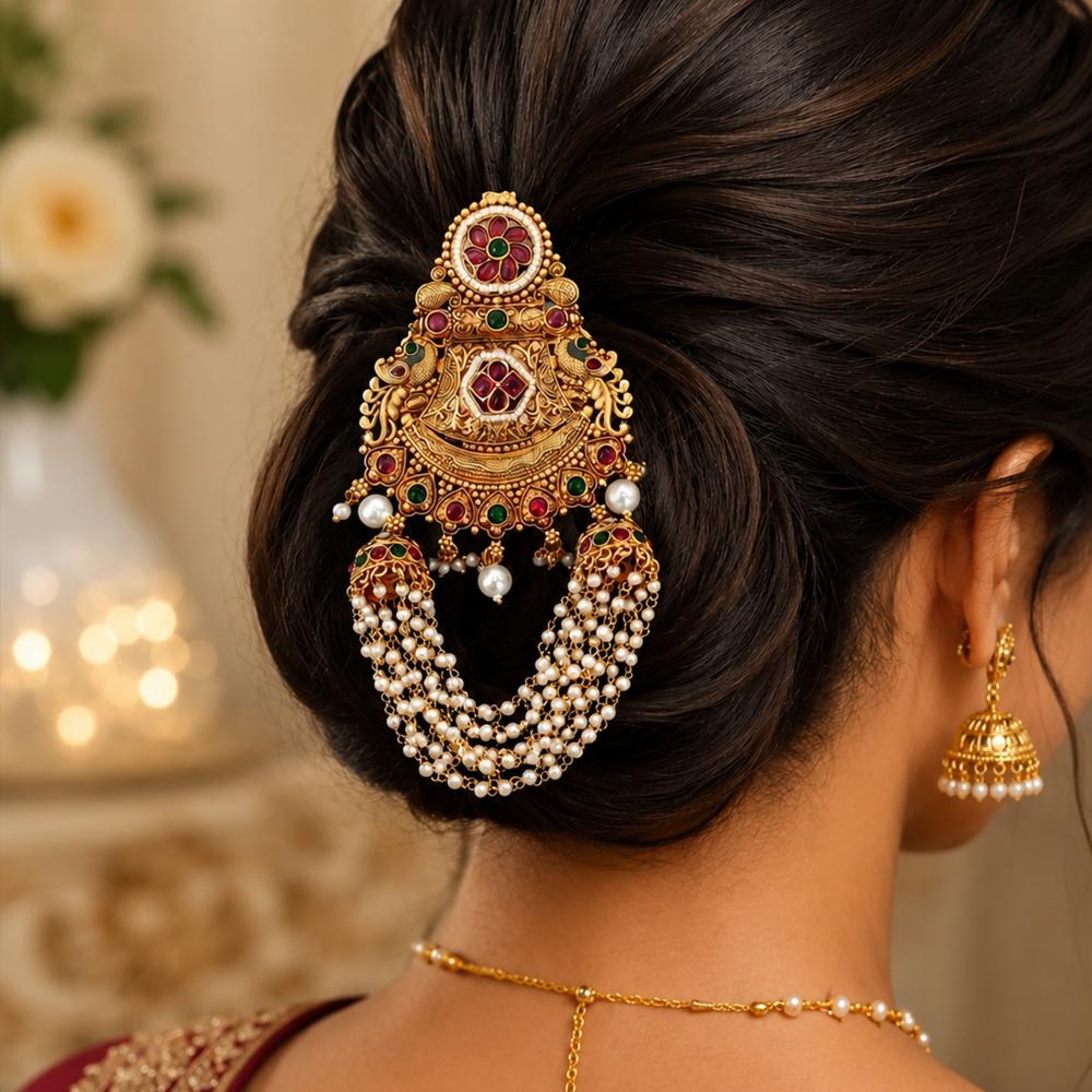 Js Fashion Designer Temple Style High Gold Juda Hair Accessory