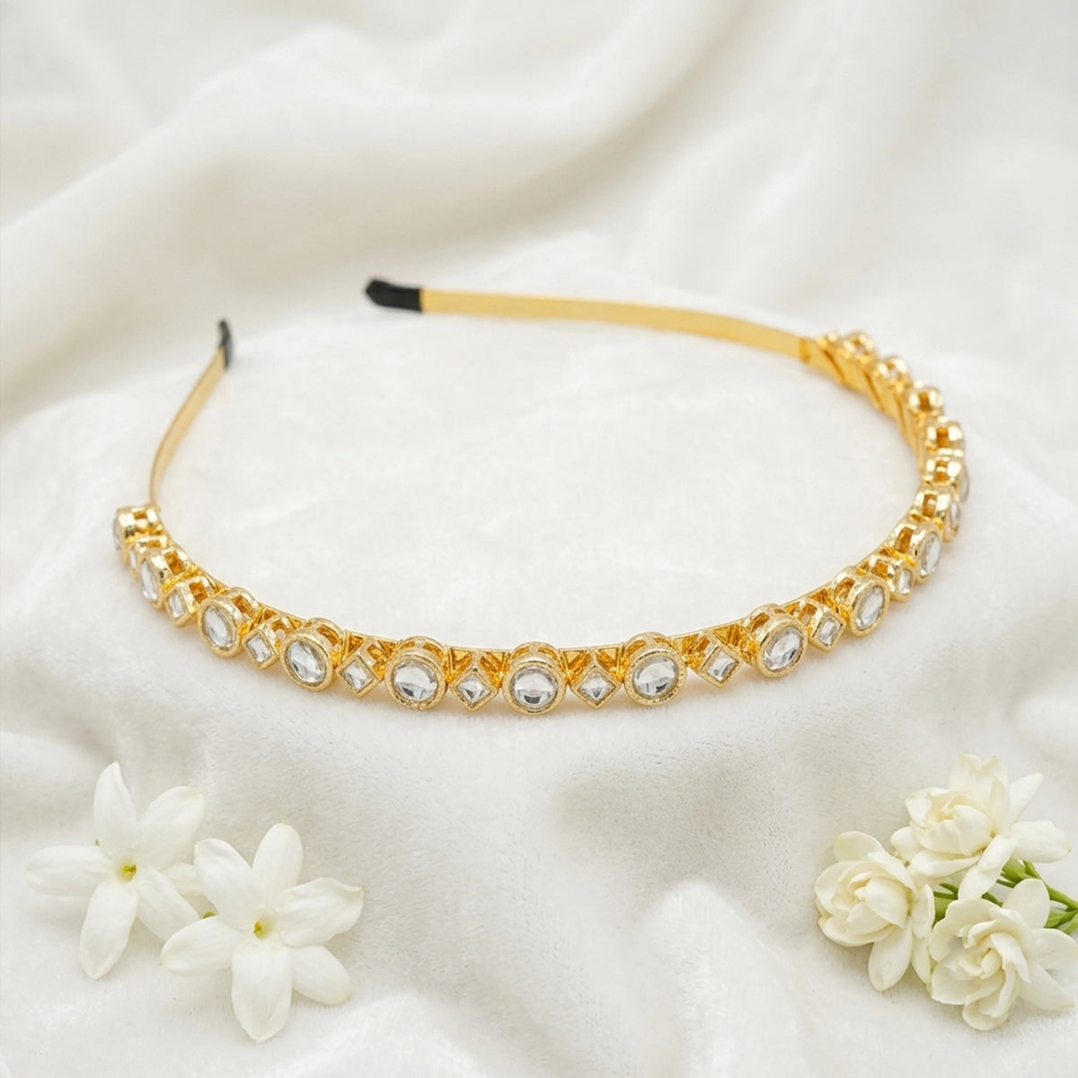 Js Fashion Kundan High Gold Polish Hair Accessories