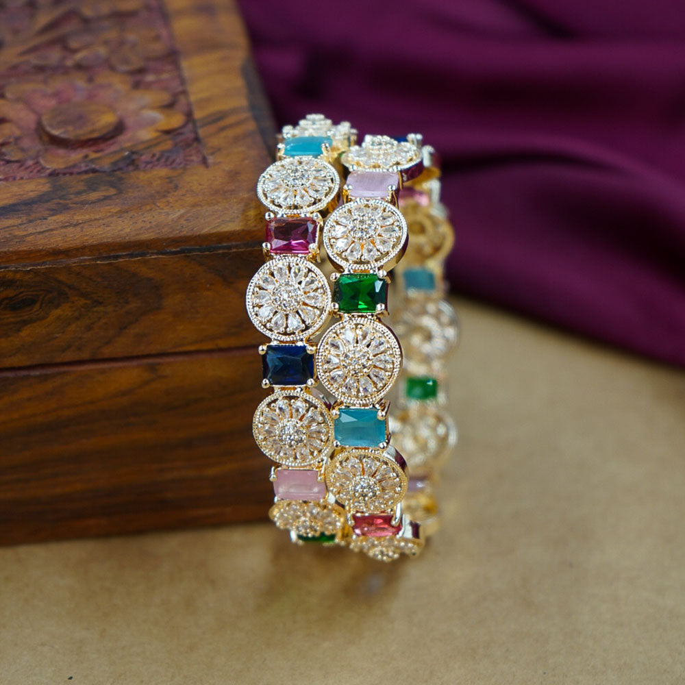 House of Jewellery Regal American Diamond Sparkle Bangles Set