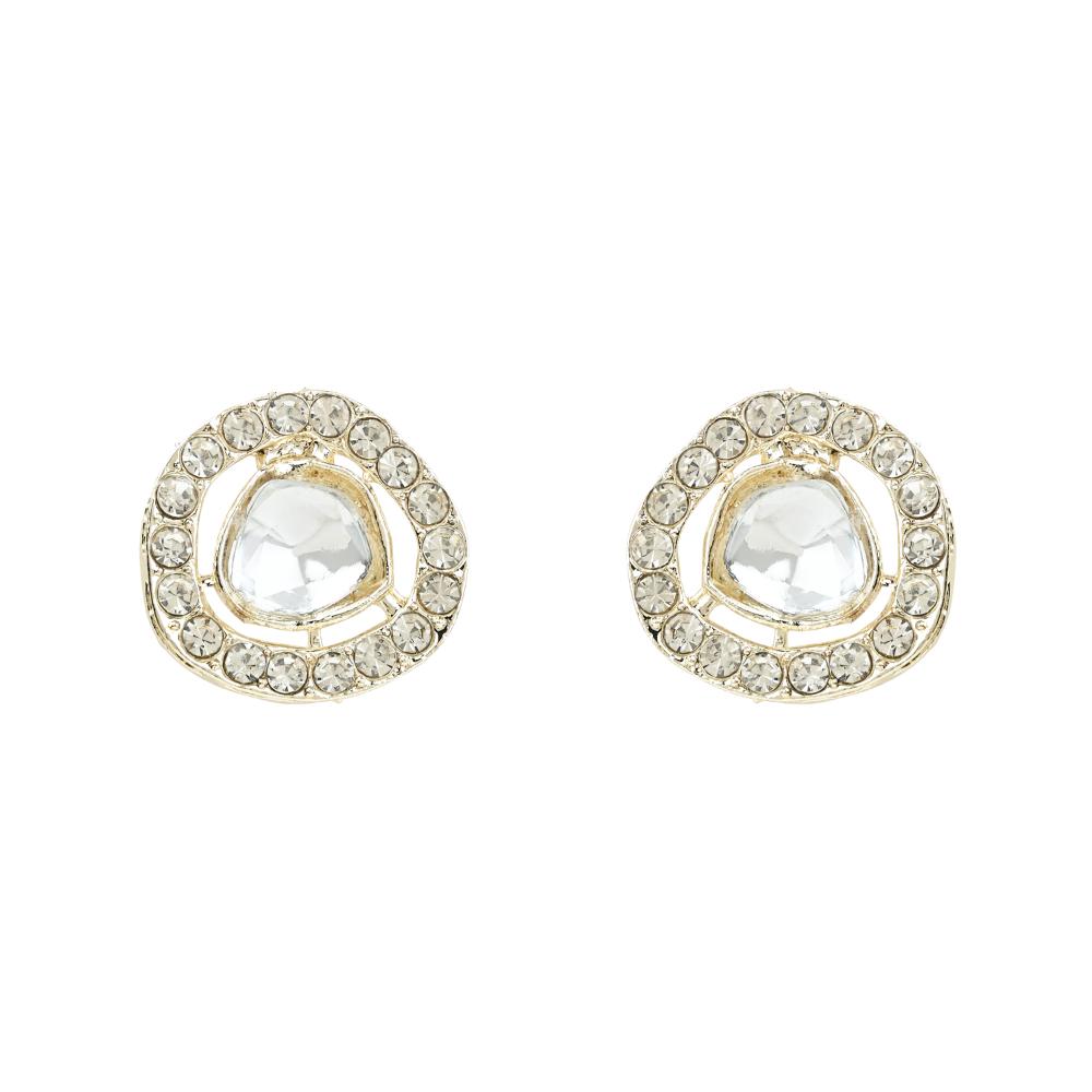 Etnico Gold Plated Traditional Stone Choker Necklace Jewellery With Earring Set For Women/Girls (IJ381W)