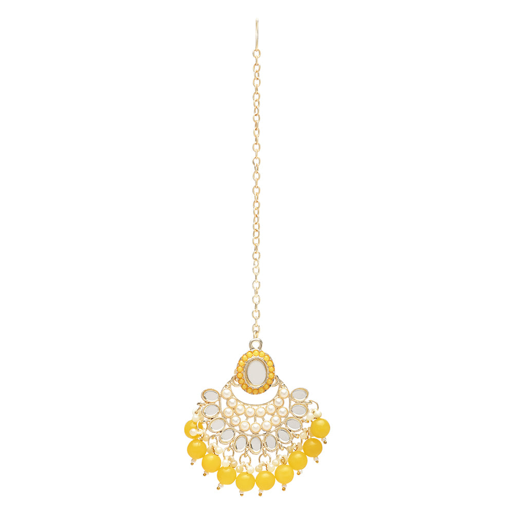 Etnico Gold Plated Traditional Kundan & Pearls Choker Necklace Set Gift for Women & Girls(K7228Y)