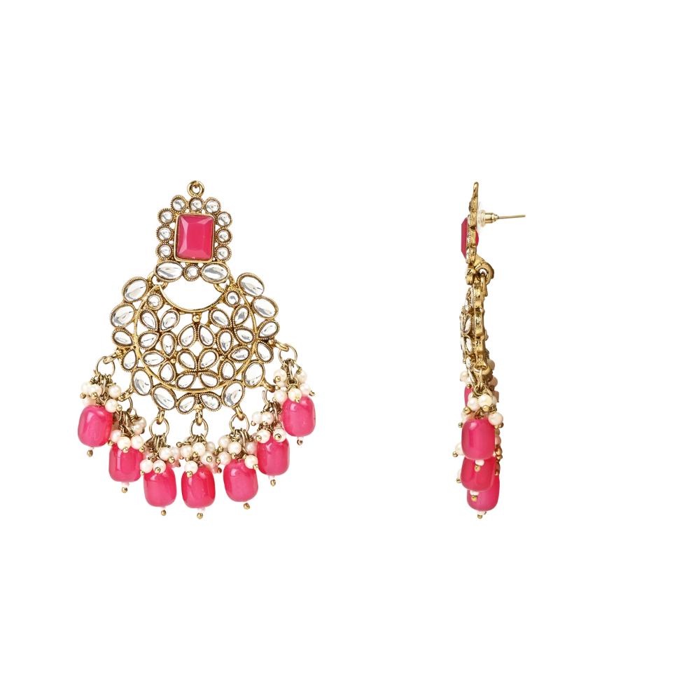 Etnico Gold Plated Traditional Pearl Kundan Choker Jewellery Necklace Set with Maang Tikka for Women And Girls (K7254Q)