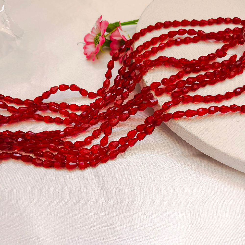 Kriaa Teardrop Shape Glass Crystal Beads 10 String For Jewellery Making (Approx 43Beads)