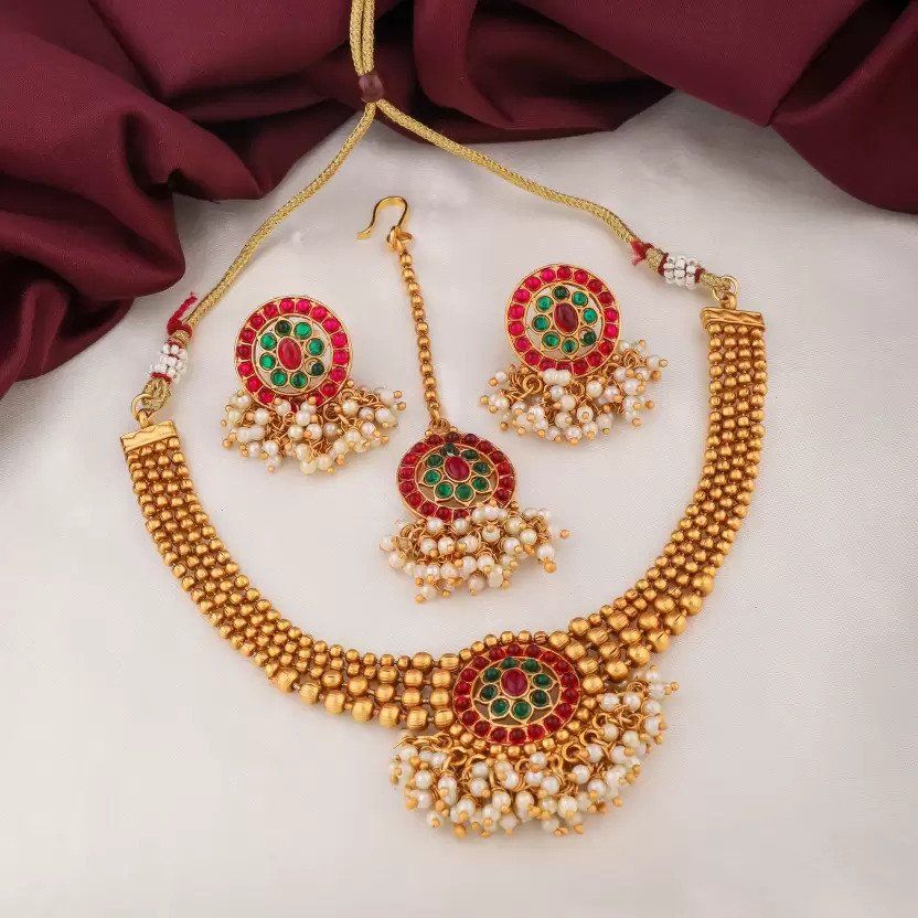 Alyesha Copper Gold Plated Choker Necklace Set