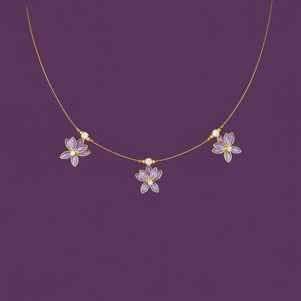 Locketto Purple Kundan Stone Invisible Necklace
