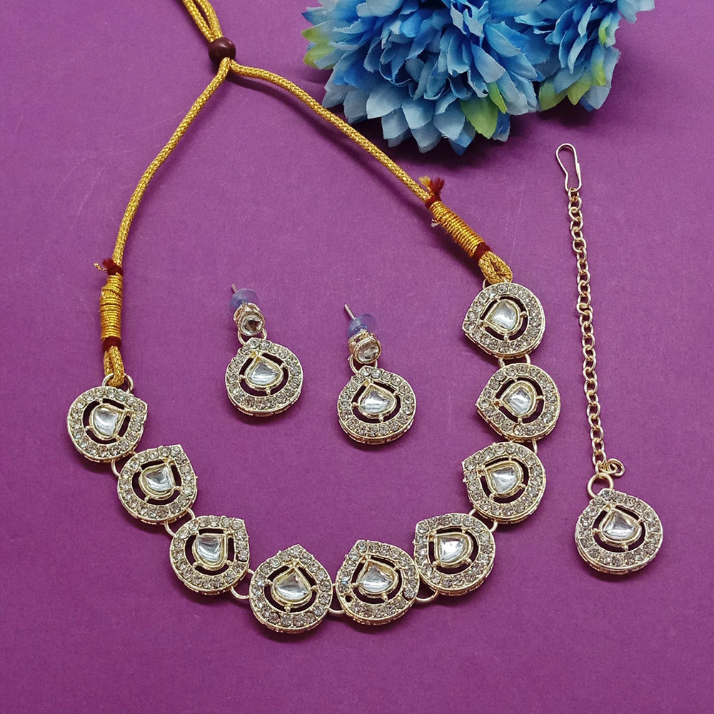 Knigght angel Gold Plated Crystal Stone Leaf Shape Choker Necklace Set