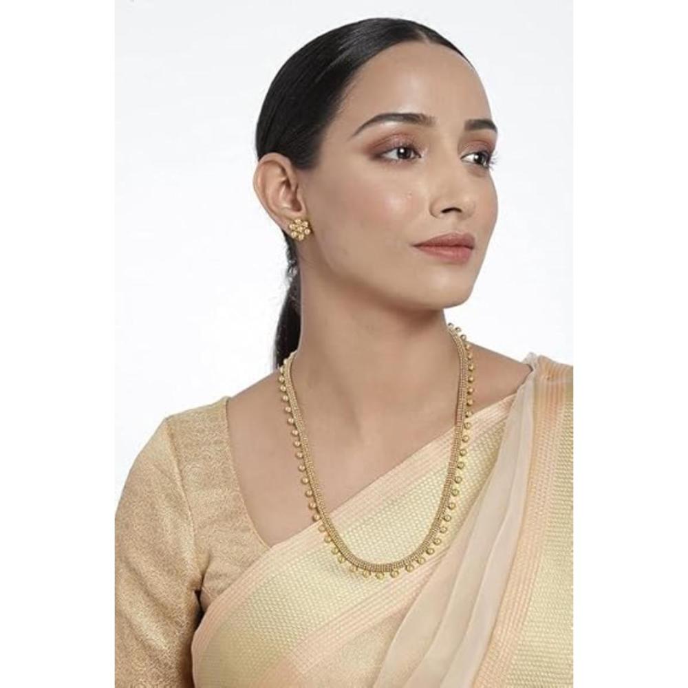 Etnico Gold Plated Traditional Long Necklace & Earrings Set For Women (MC042FL)