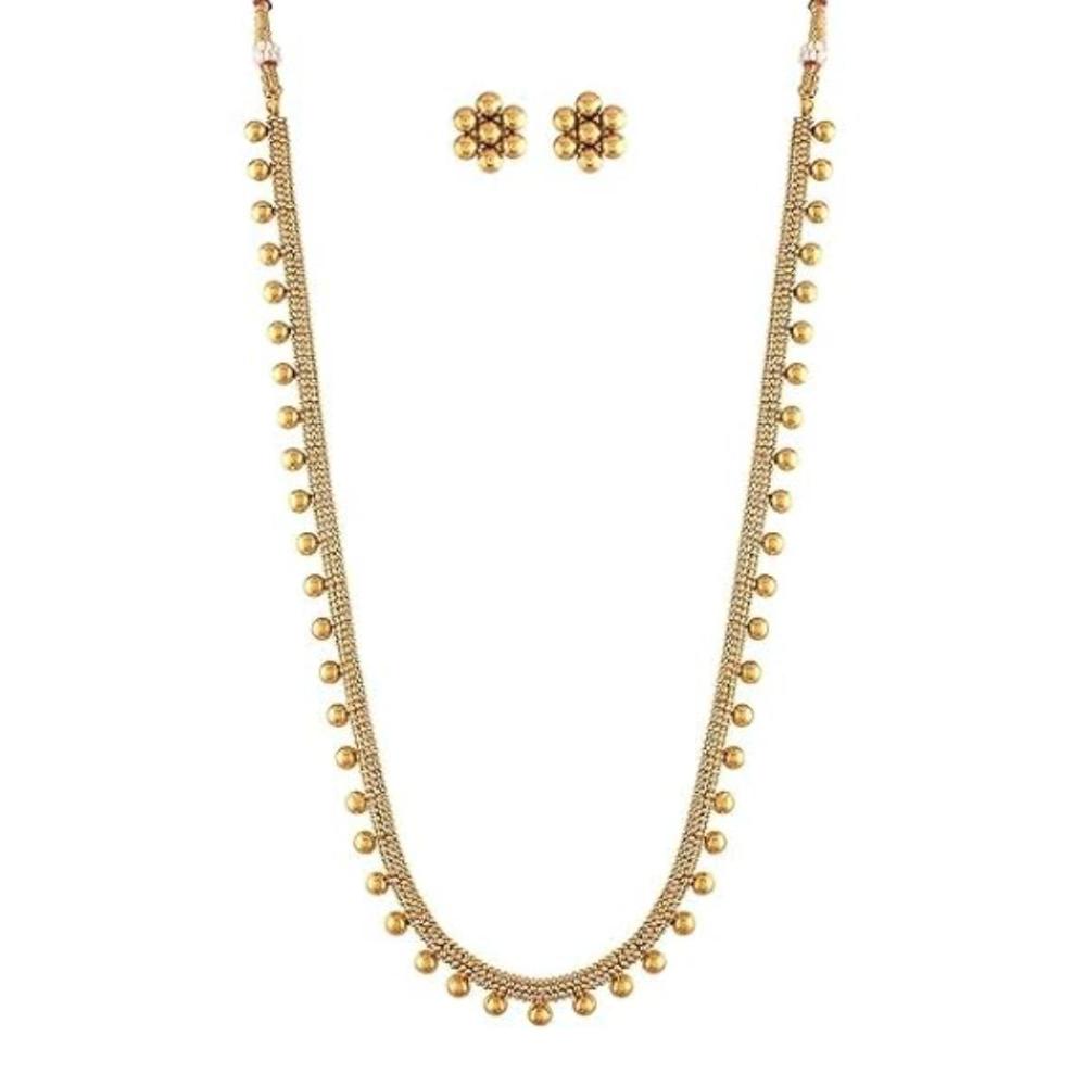 Etnico Gold Plated Traditional Long Necklace & Earrings Set For Women (MC042FL)