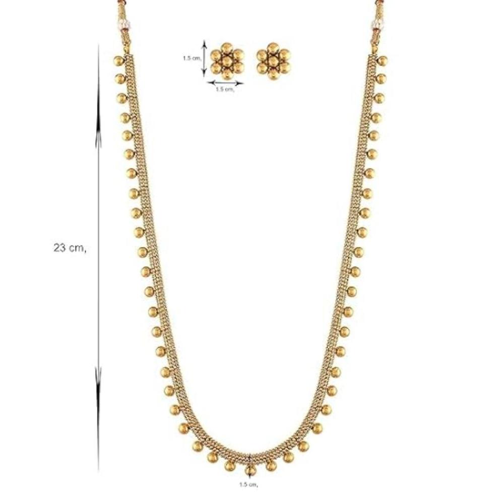 Etnico Gold Plated Traditional Long Necklace & Earrings Set For Women (MC042FL)