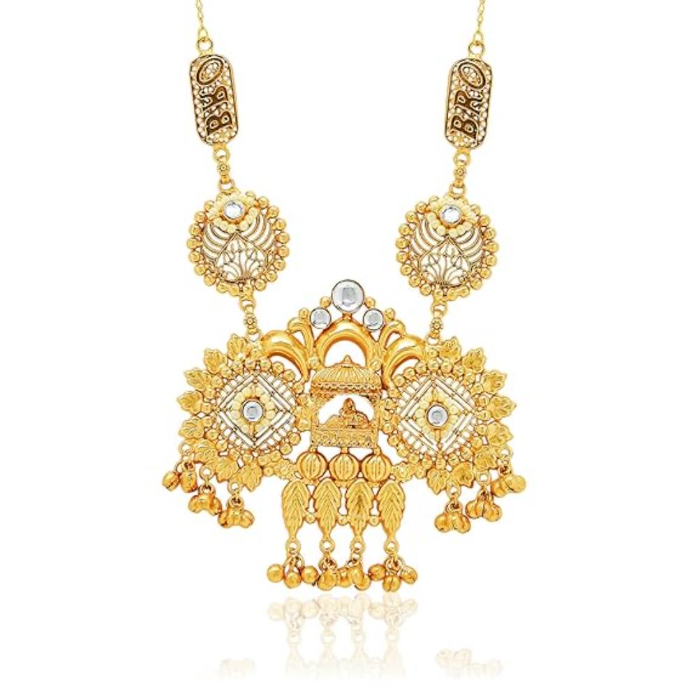 Etnico Gold Plated Antique Long Necklace Jewellery Set with Earrings for Women & Girls(MC096FL)