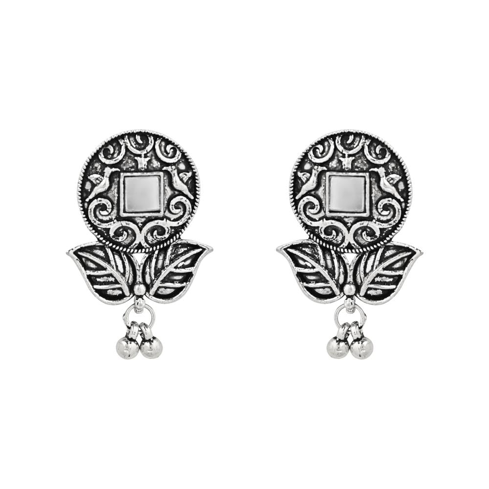 Etnico Ethnic Silver Oxidized Traditional Afghani Choker Necklace Jewellery Set for Women (MC135OX)