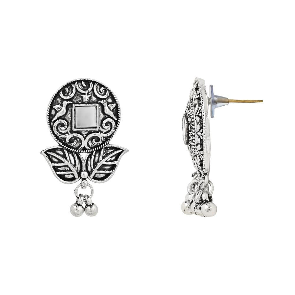 Etnico Ethnic Silver Oxidized Traditional Afghani Choker Necklace Jewellery Set for Women (MC135OX)