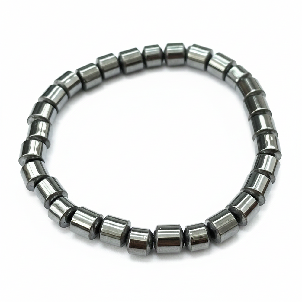 Etnico Hematite Metallic Stretchable Bead Bracelet (MJB001)