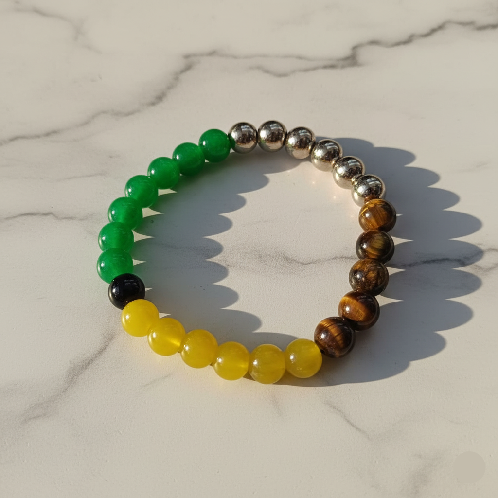 Etnico Multicolor Stretchable Bead Bracelet with Aventurine, Citrine, Onyx, Tiger’s Eye & Hematite for Positivity & Everyday Style (MJB002)