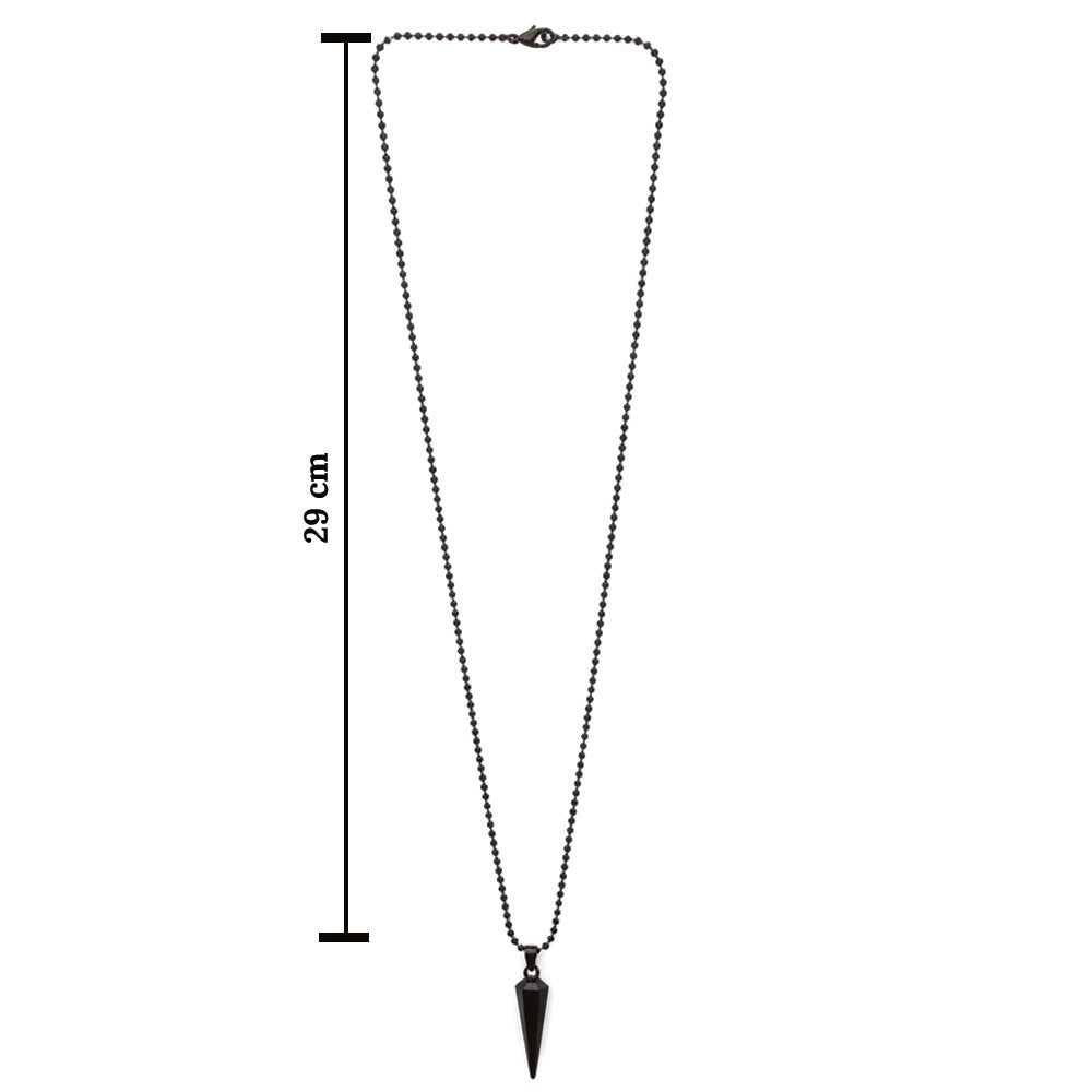 Etnico Black Prism Pendant Necklace with Geometric Design & Beaded Chain (MJN009B)