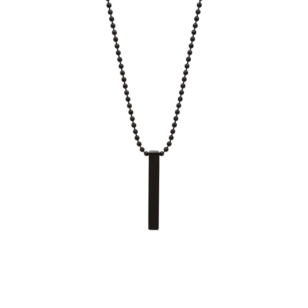 Etnico Black Rectangular Pendant Necklace with Minimalist Design & Ball Chain (MJN010B)