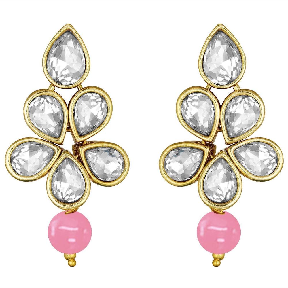 Etnico Gold Plated Traditional Kundan & Pearl Studded Necklace Jewellery Set For Women (ML311Pi)