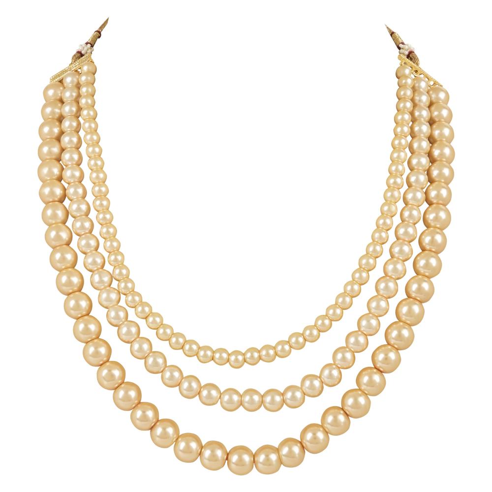 Etnico Gold Plated Traditional Multi Strand Long Pearl Necklace Jewellery Women/Girls (ML323FL)