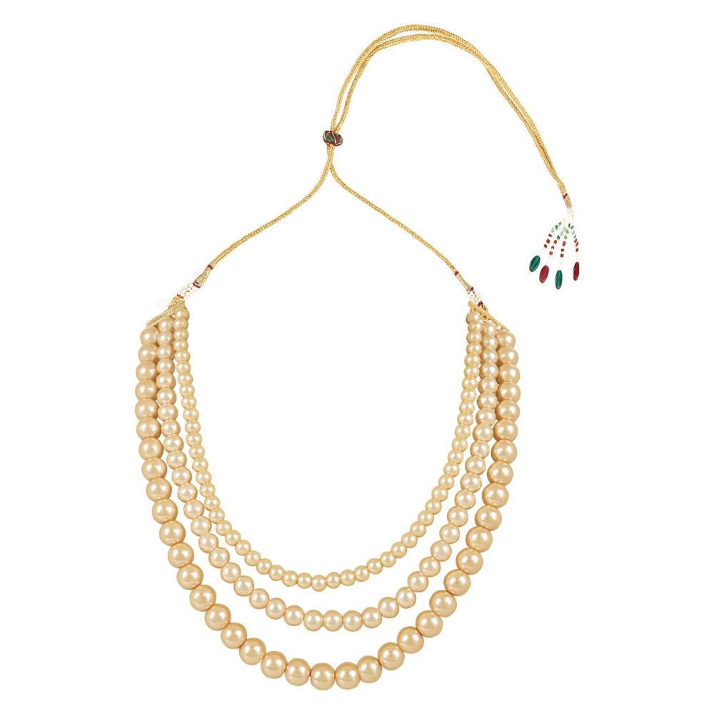 Etnico Gold Plated Traditional Multi Strand Long Pearl Necklace Jewellery Women/Girls (ML323FL)