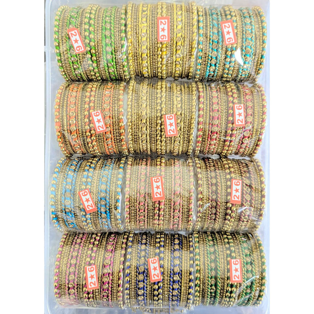 Shree Asha Bangles Premium Multi-Color Austrian Stone Designer Bangles Set (Pack of 12)