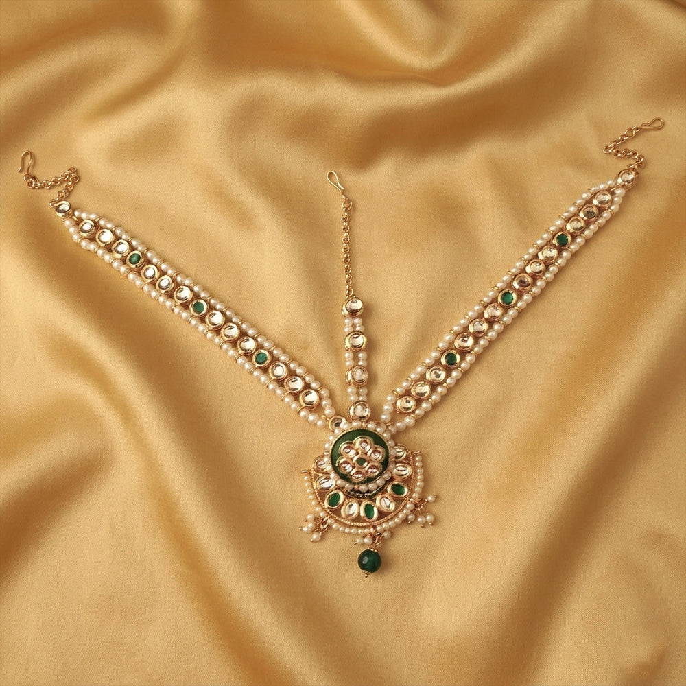 Js Fashion Meena heavy kundan maang tikka