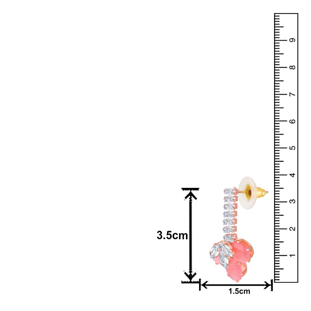 Mahi Rose Gold Plated Pink and White Cubic Zirconia (CZ) Floral Women's Necklace Set (NL1103819ZPin)