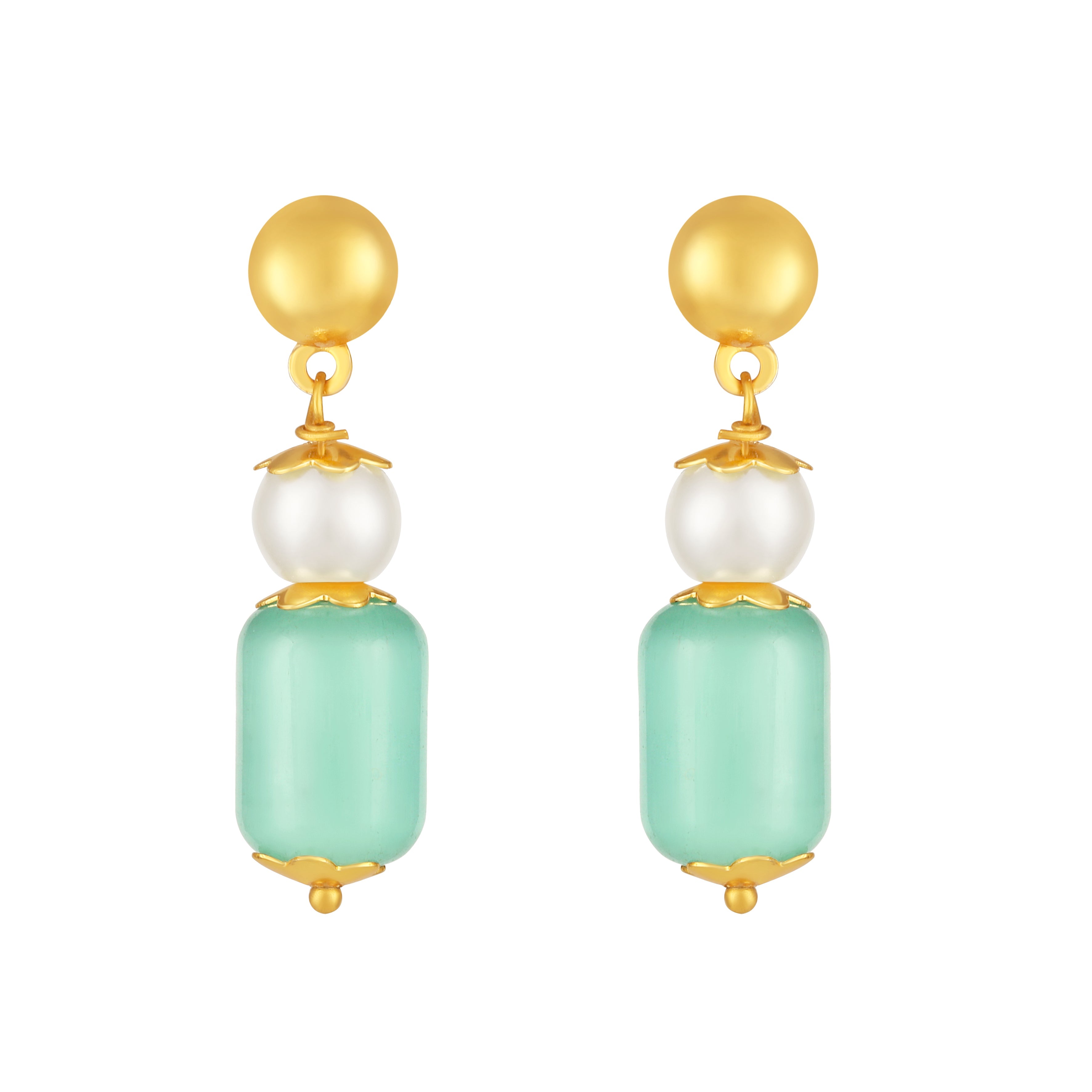 Mahi Elegant Gold-Plated Pastel Bead & Artificial Pearl Necklace with Matching Earrings for Women (NL1103870G)