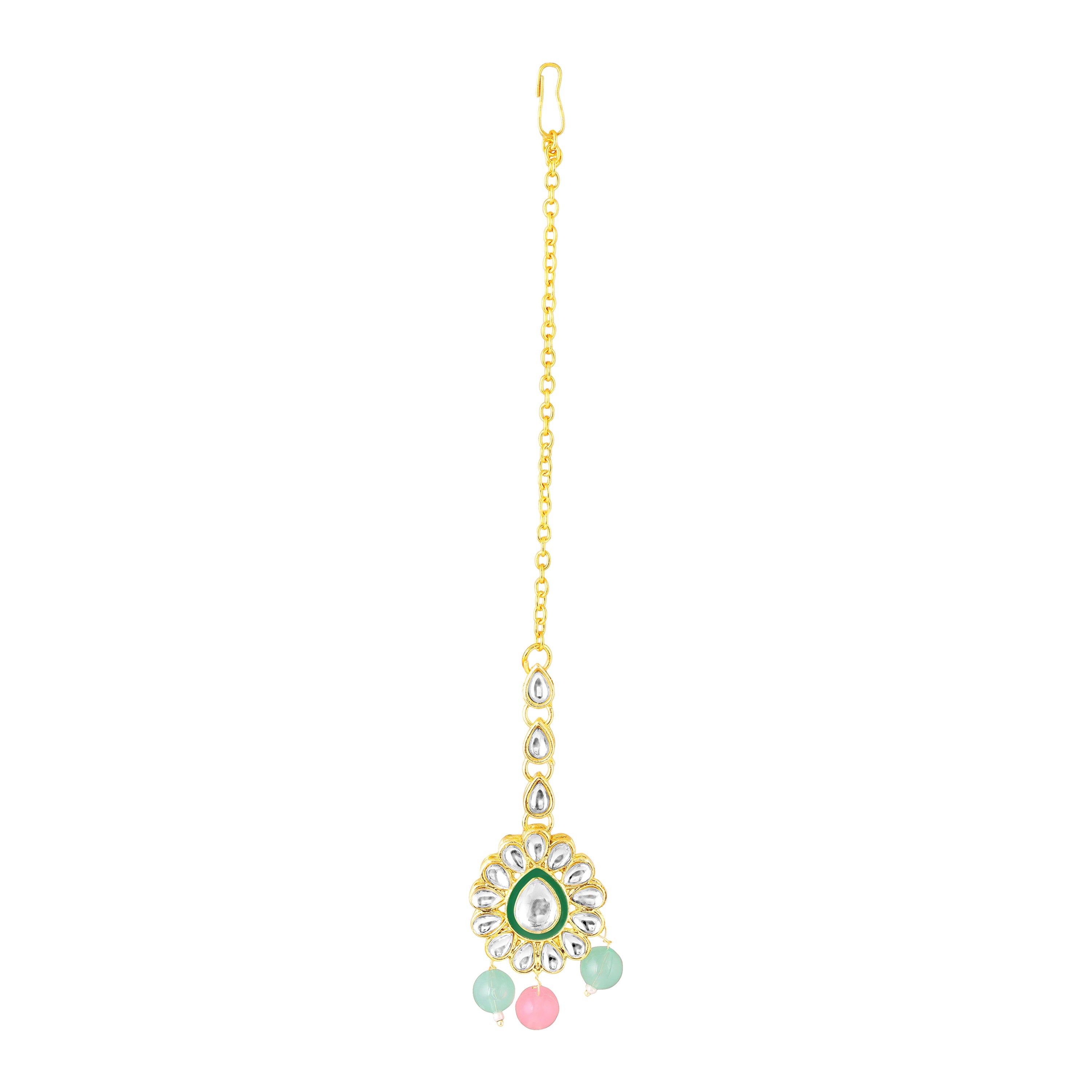 Mahi Ethnic Wedding & Festive Wear Colurful Kundan & Glass Beads Bridal Choker Jewellery Set with Earrings & Maang Tikka Necklace Set for Women (NL1108129GMul)