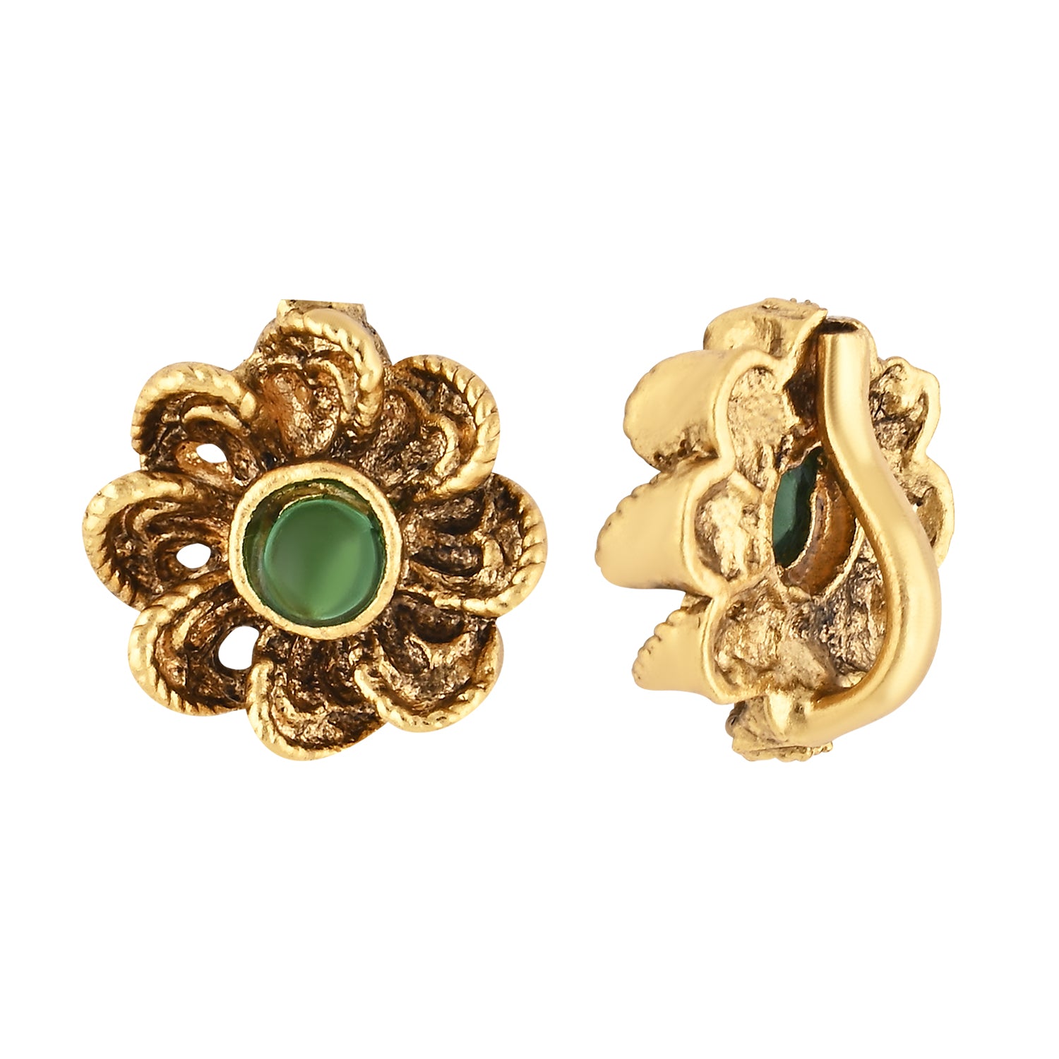 Etnico Gold Plated Traditional Clip On Nose Pin Without Piercing For Women And Girls