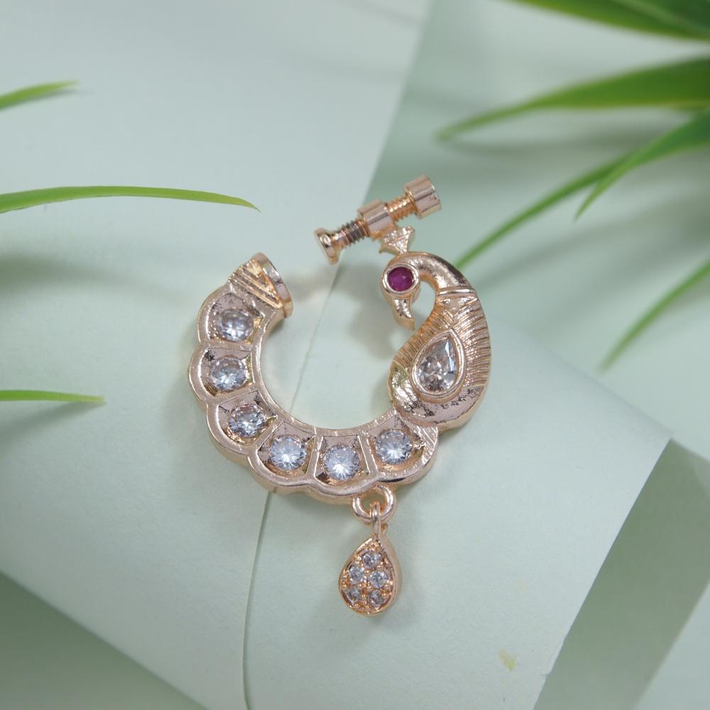 Diamond Nose Pins Bridal Nath For Non Pierced Nose Golden American