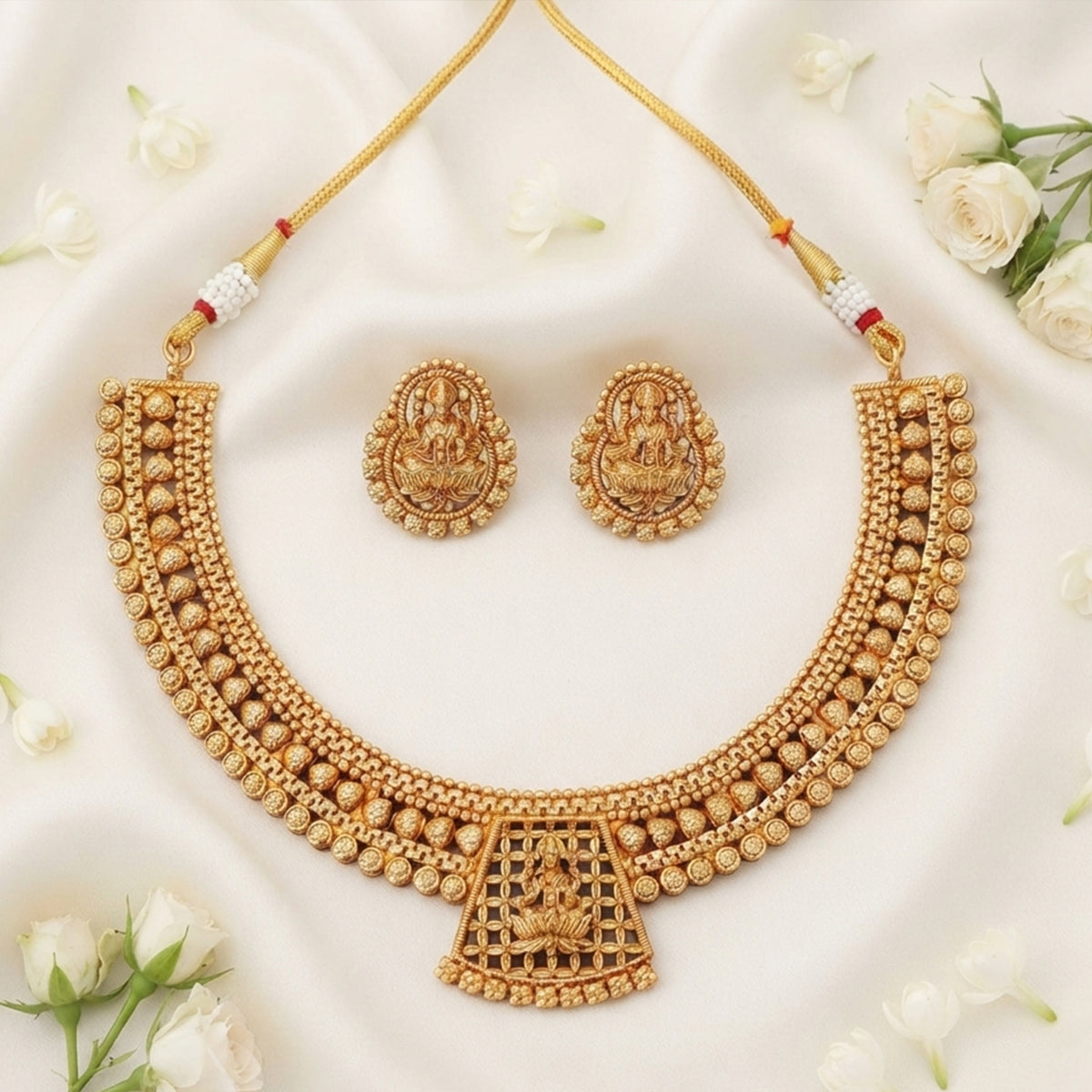 Js Fashion Beautiful Pota Stone And Pearl Necklace Set With Maching Earrings