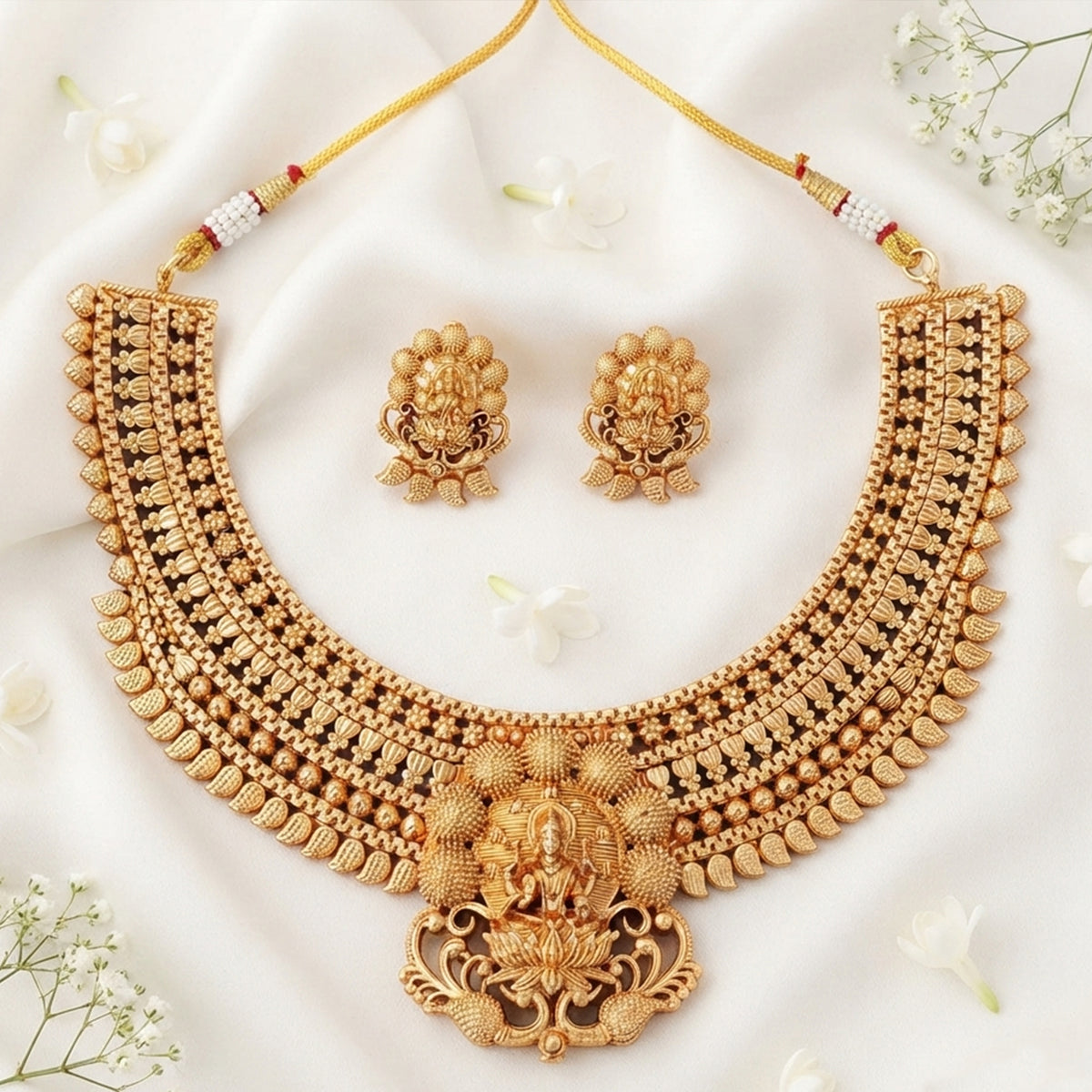 Js Fashion Beautiful Pota Stone And Pearl Necklace Set With Maching Earrings