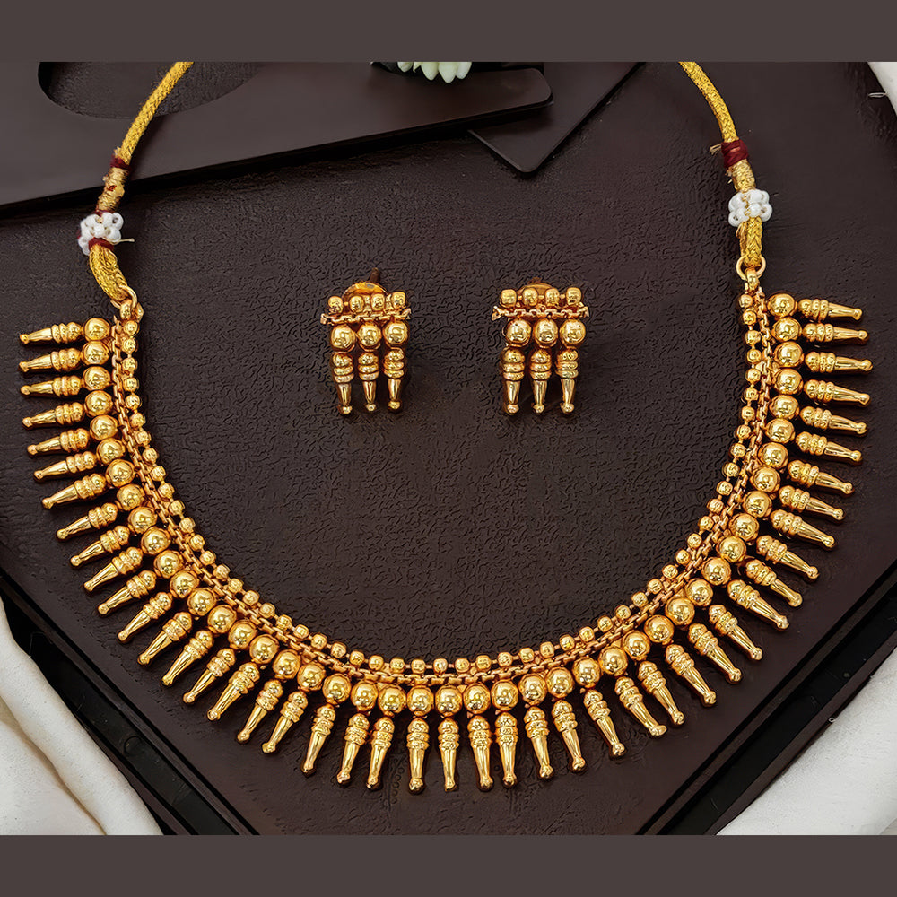 Js Fashion High Gold Antique Spike Design Necklace Set with Earrings