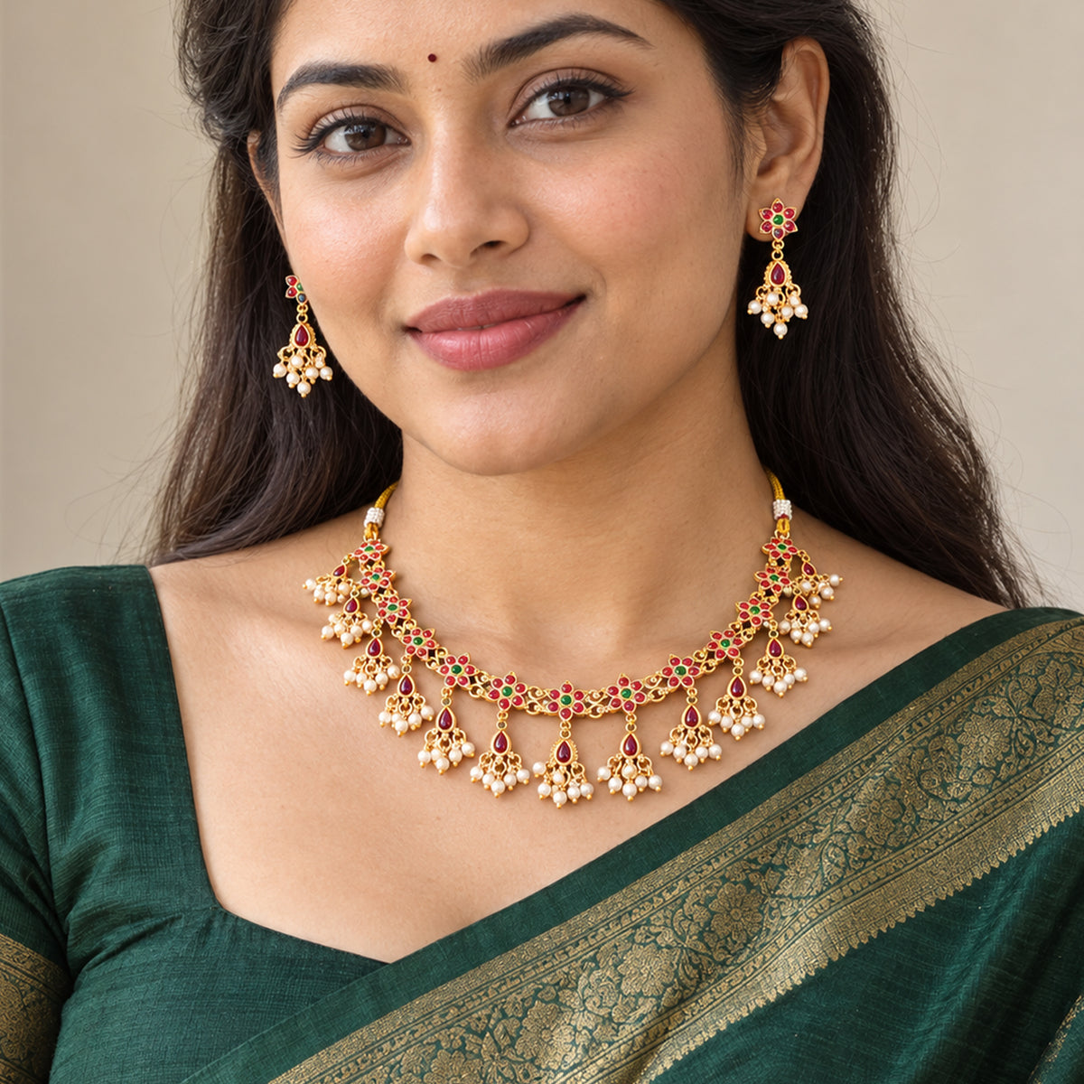 Js Fashion Oxidized Silver Beaded Designer Necklace Set