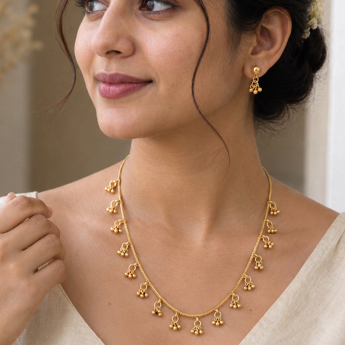 Js Fashion Designer High Gold Lightweight Antique Necklace Set