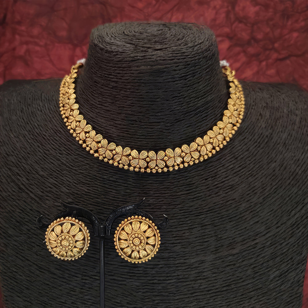 Js Fashion Beautiful Design Fancy Style Antique High Gold Polish Party wear Necklace Set