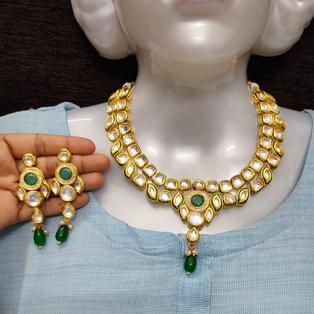 Gehana Mahal Gold Plated Kundan Necklace Set