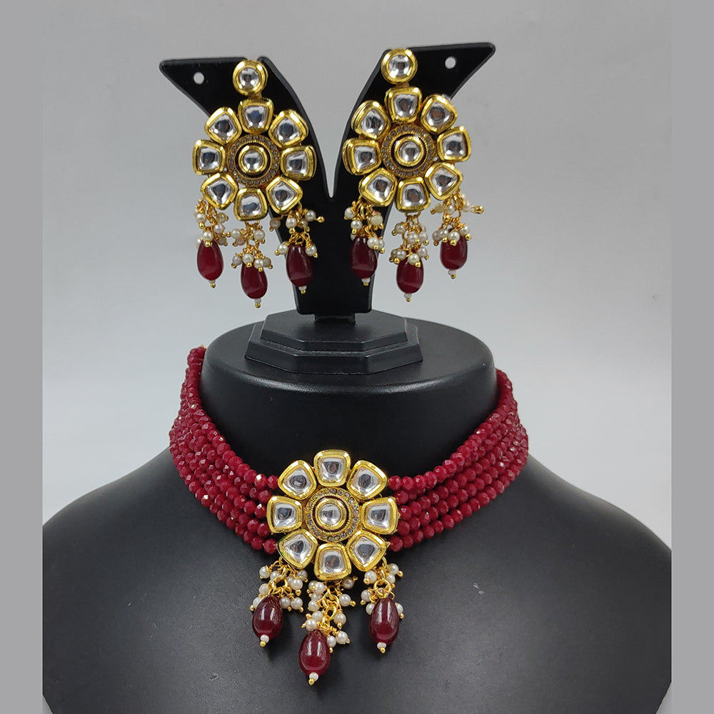 Gehana Mahal Gold Plated Kundan Choker Necklace Set