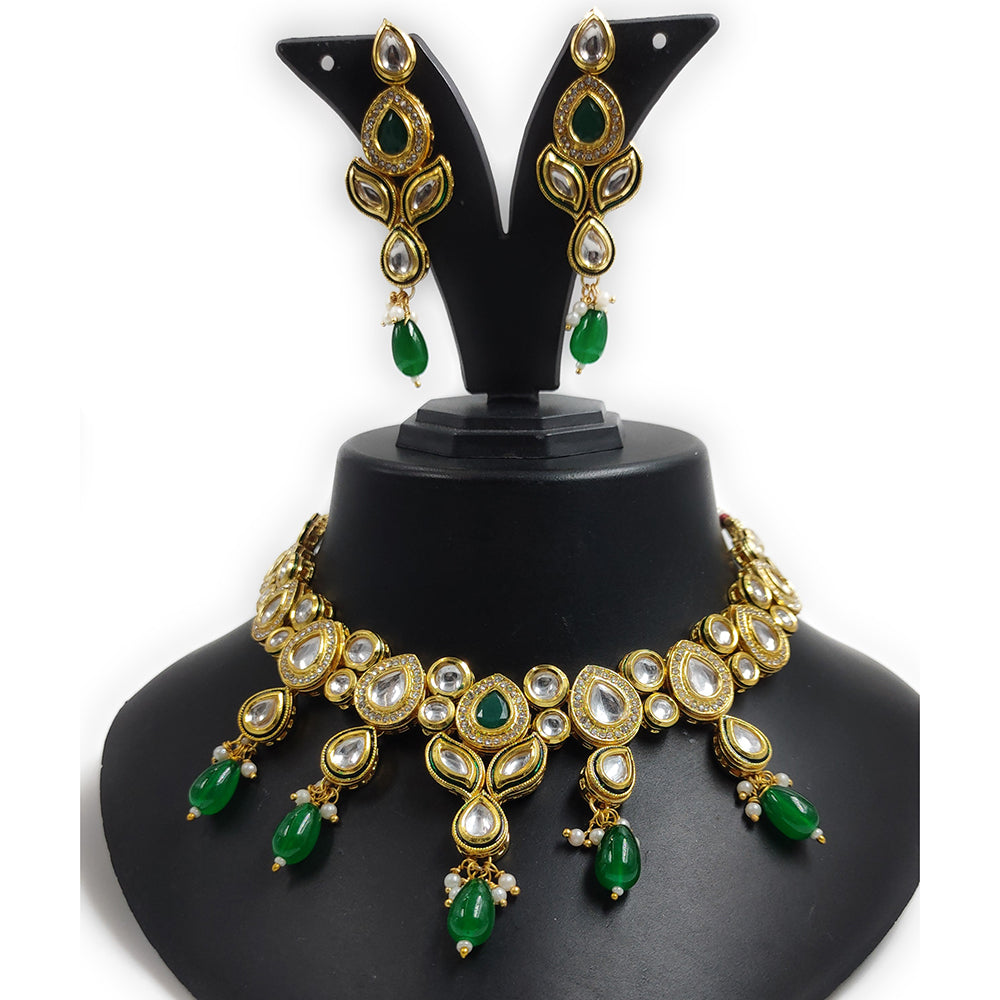 Gehana Mahal Gold Plated Kundan Necklace Set