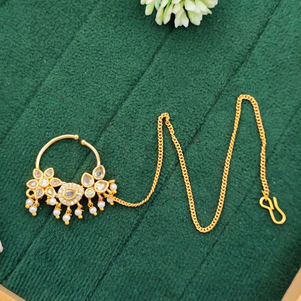 Js Fashion Premium Antique Finish Pearl Drop Nath Jewelry