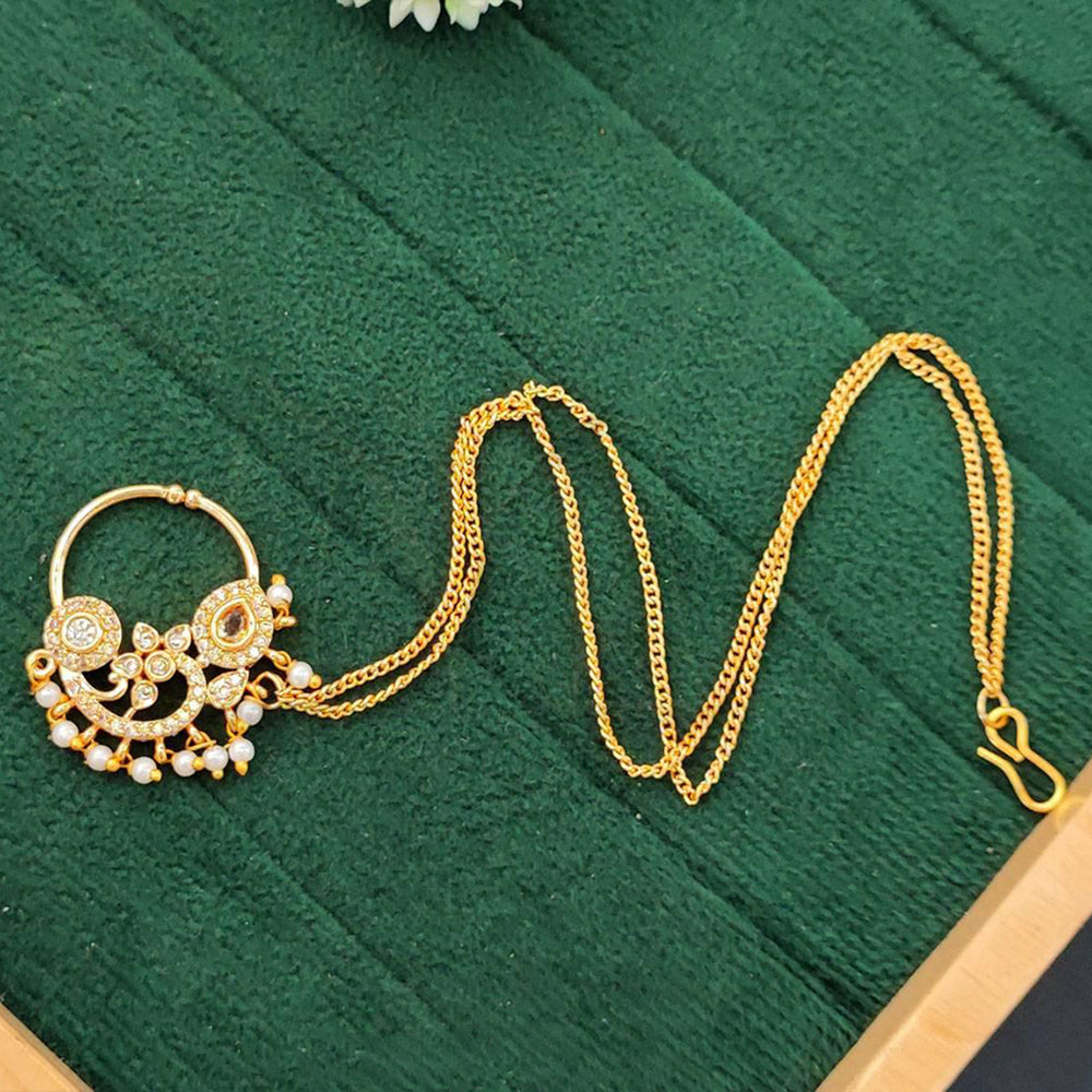 Js Fashion High Gold Antique Designer Nose Ring Nath with Chain