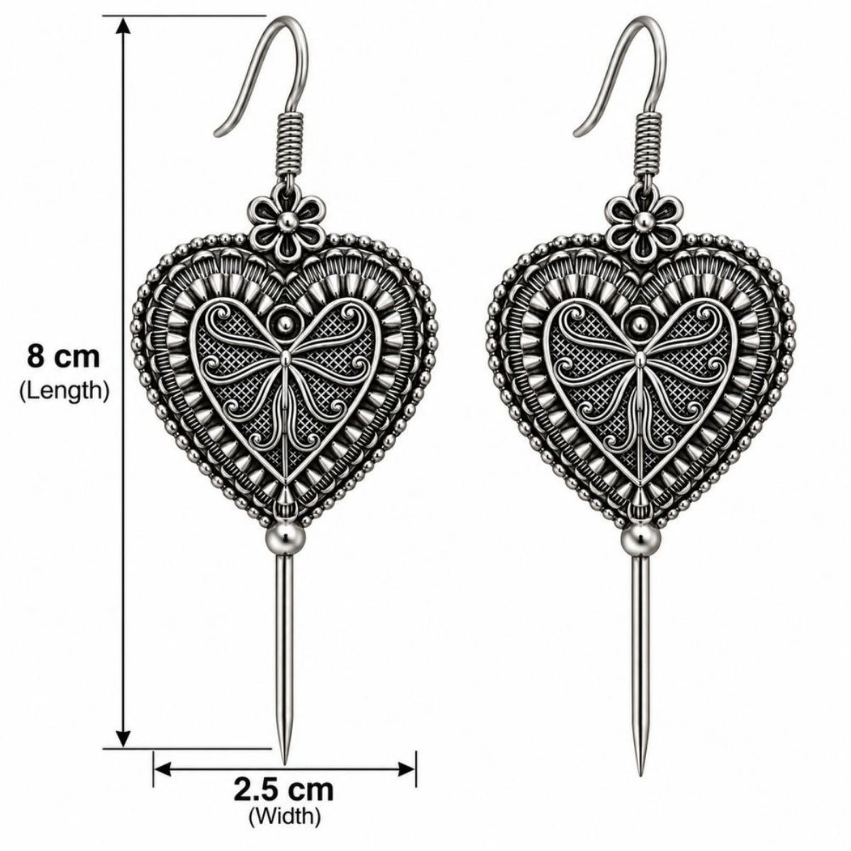Etnico Navratri Traditional Oxidised Silver Plated Bugadi Ear Cuff Earrings for Women & Girls