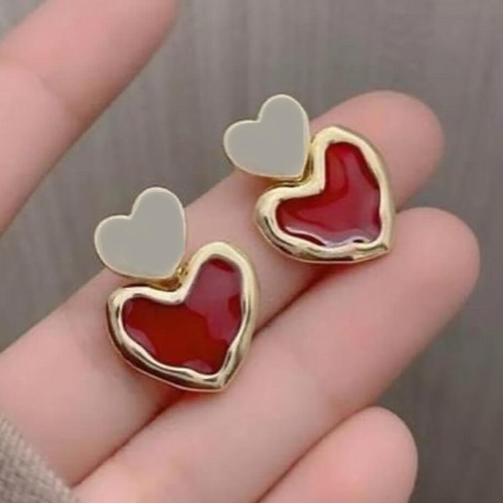 Bevy Pearl Heart Shape Meenakari Dangler Earrigns