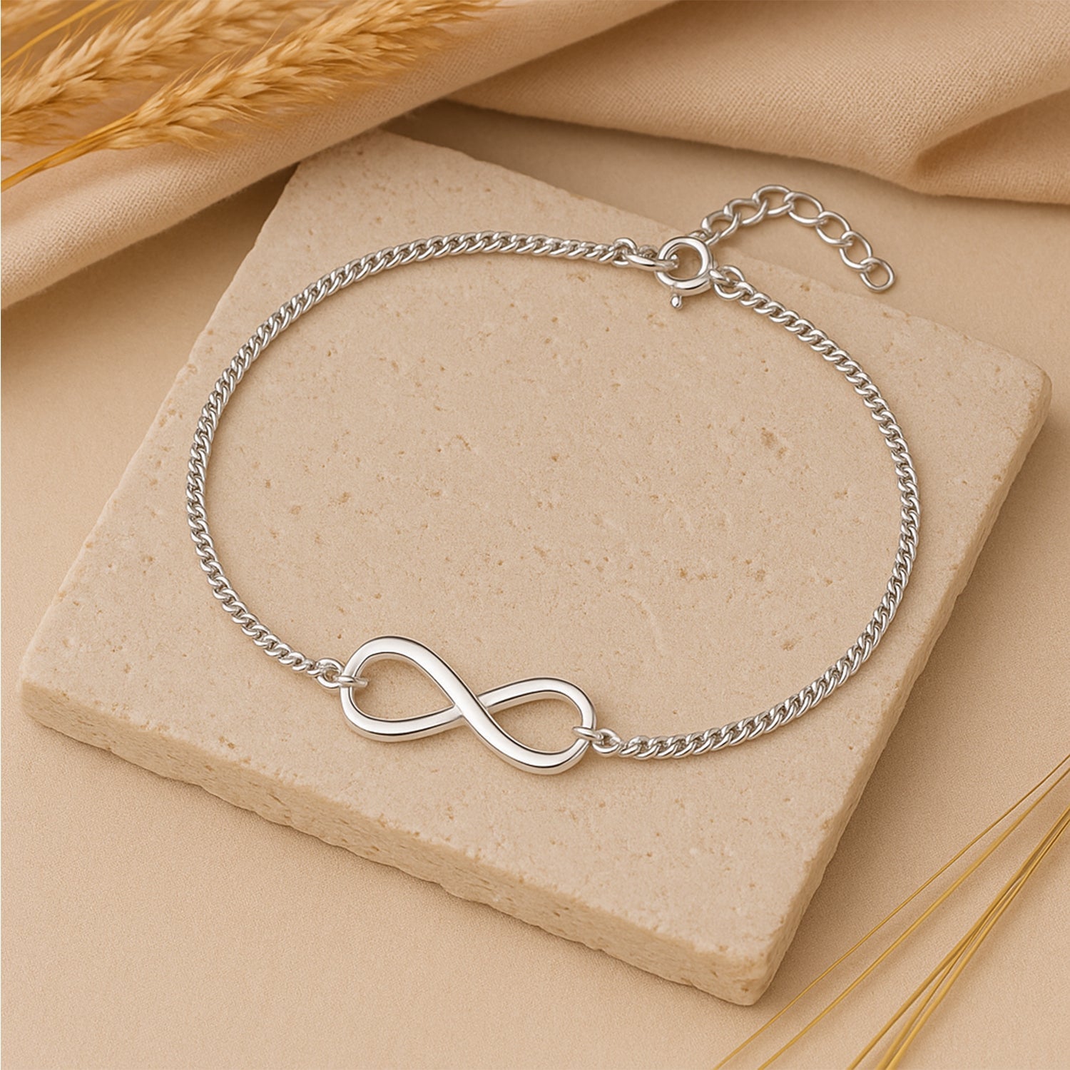Mahi Silver-Tone Infinity Payal Anklet for Women | Minimal Chain Anklet with Lobster Clasp Adjustable Size (PL1100141R)
