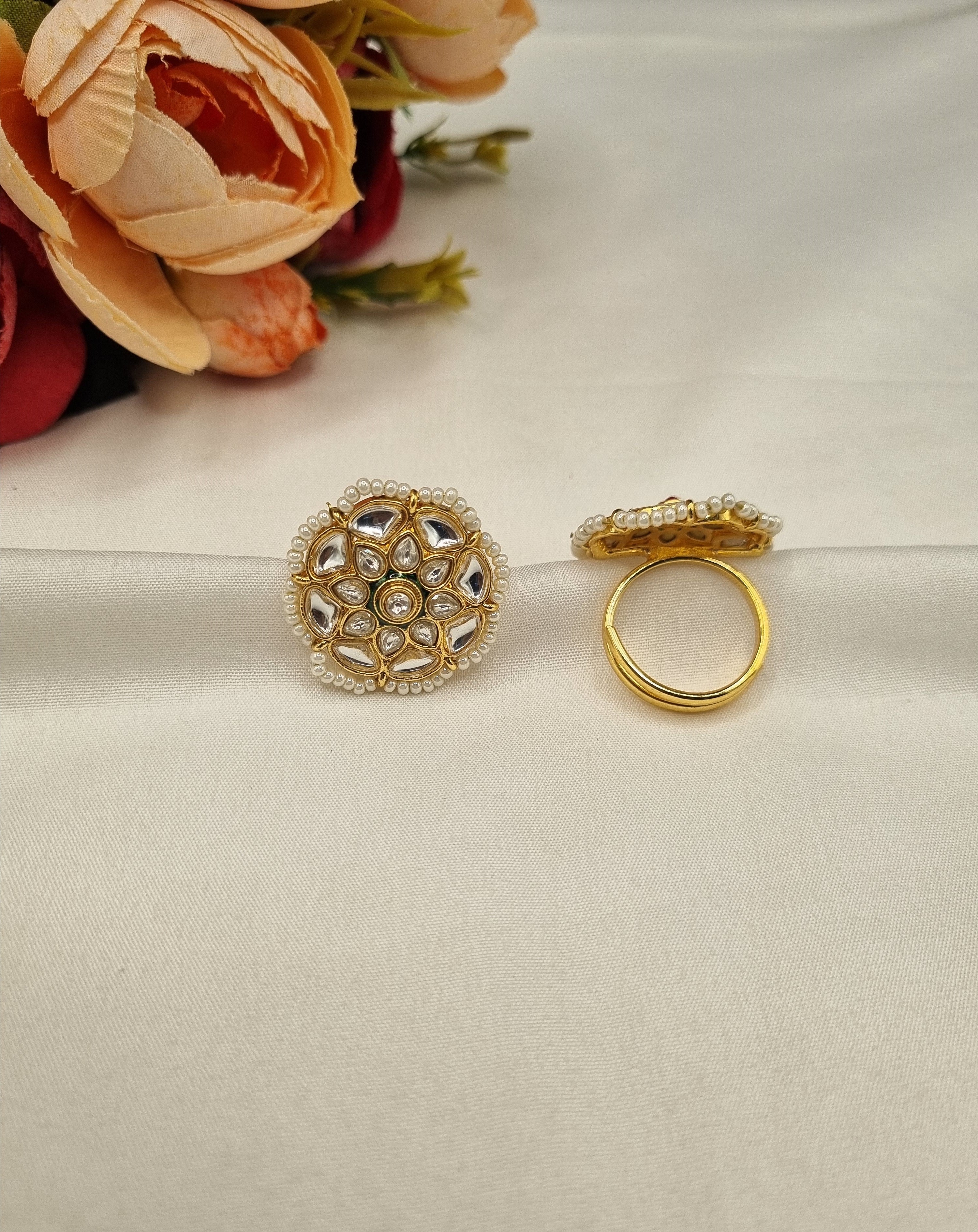 LAFZ Floral Motif with Pearl Beading - PMRG18
